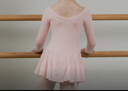 三沙（Sansha）兒童長(cháng)袖裙連體服雪紡V領(lǐng)蕾絲芭蕾舞服練功表演服51AF0002淺粉XL 曬單實(shí)拍圖