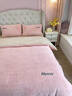 拉夏貝爾（La Chapelle）牛奶絨四件套冬季加厚雙面珊瑚絨保暖床單被套被罩床上用品 暖心粉+香檳色 床單款 1.8m四件套 曬單實(shí)拍圖