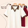 真維斯（Jeanswest）polo領(lǐng)短袖t恤女夏季2025新款設計感翻領(lǐng)撞色寬松上衣 曬單實(shí)拍圖