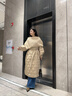 對白【杜鵑同款】90白鴨絨菱格長(cháng)款羽絨服女2025冬新款圍巾領(lǐng)外套 奶茶色 XS 曬單實(shí)拍圖
