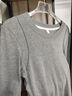 別語(yǔ)圓領(lǐng)修身打底衫女秋冬緊身內搭長(cháng)袖T恤設計感短款上衣 深灰色 L 曬單實(shí)拍圖