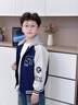 G.duck小黃鴨男童夾棉外套秋冬款加厚棒球服中大童棉衣冬季薄棉棉服二棉 藍 拼接刺繡棒球服二棉 170 建議身高163厘米 曬單實(shí)拍圖