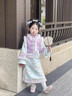 安妮優(yōu)兒格格服女童古裝清朝秋冬加厚兒童冬季漢服中國風(fēng)唐裝滿(mǎn)族拜年服裝 紫色加絨加厚 150 曬單實(shí)拍圖