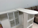碼珍 【包安裝】奶油風(fēng)實(shí)木餐邊柜吧臺桌隔斷柜客廳可伸縮簡(jiǎn)約酒柜 奶油白透明玻璃120cm+伸縮吧臺桌 曬單實(shí)拍圖