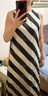 MO&Co.連衣裙夏含桑蠶絲人絲斜條紋側開(kāi)叉輕薄垂感長(cháng)線(xiàn)條背心摩安珂 黑杏條色 M 165 曬單實(shí)拍圖