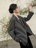 三彩【煙嵐云影】2025秋款新中式寬松西裝外套盤(pán)扣中長(cháng)上衣C 深邃灰 M 160/84A 曬單實(shí)拍圖