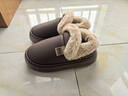 奧康（Aokang）包跟棉拖鞋男士秋冬季保暖7A級抗菌毛絨加厚防滑防臭pu皮棉鞋冬天 曬單實(shí)拍圖