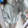 F426【趙露思許妍同款】90絨加厚大毛領(lǐng)工裝派克連帽羽絨服 白灰色 M 曬單實(shí)拍圖
