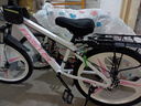 永久山地自行車(chē)成人山地車(chē)學(xué)生鋁合金變速油碟剎內走線(xiàn)男女士單車(chē)賽車(chē) 三刀/白粉色【輕量鋁架 加厚車(chē)座】 24寸【適合：140-170cm】 24速【定位變速器】 曬單實(shí)拍圖