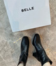 百麗（Belle）復古褶皺面時(shí)裝靴女2025冬新商場(chǎng)同款優(yōu)雅高跟短靴E5U1DDD5 黑色 36 曬單實(shí)拍圖