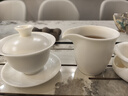石茗堂大師薄胎素燒中國白瓷茶具套裝羊脂玉高端送老師節日禮物朋友禮盒 蓋碗壺茶具【禮盒箱】套裝 曬單實(shí)拍圖