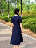 初語(yǔ)減齡連衣裙2025春夏季新款收腰顯瘦中長(cháng)款POLO裙學(xué)院風(fēng)裙子 藏青色 XL 曬單實(shí)拍圖
