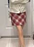 爾山集毛呢格子半身裙女秋冬新款小個(gè)子紅色a字包臀裙港風(fēng)a字裙 紅色 S 曬單實(shí)拍圖