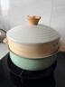 紅廚陶瓷家用湯鍋蒸鍋不粘鍋帶蒸籠蒸包子饅頭蒸煮一體鍋電磁爐燃氣灶 【淺湯鍋】果綠色+竹蒸格 1層 24cm 曬單實(shí)拍圖