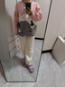 南叮雅格孕婦裝秋冬新款韓版甜美減齡撞色毛衣開(kāi)衫軟糯外套長(cháng)褲加厚兩件套 粉色開(kāi)衫+加絨杏色褲 L 曬單實(shí)拍圖