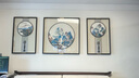 刺繡客廳掛畫(huà)新中式沙發(fā)背景墻裝飾畫(huà)千里江山蘇繡三聯(lián)畫(huà)餐廳壁畫(huà) 千里江山 左右83*53cm中間83*83cm 曬單實(shí)拍圖