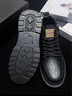 意爾康馬丁靴男款春秋季休閑百搭二棉鞋男2026新款高幫靴子男士工裝板鞋 黑色 42 (260mm) 曬單實(shí)拍圖