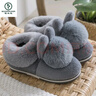 啄木鳥(niǎo)棉拖鞋女冬包跟家居厚底防滑月子鞋毛絨可愛(ài)加厚冬天保暖棉鞋家用 灰色 37 38 曬單實(shí)拍圖