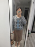 百圖betu女裝冬季新款毛衣復古撞色菱格V領(lǐng)套頭毛衫女2410T46 灰色 L 曬單實(shí)拍圖