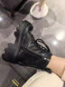 艾今（IIJIN）2024年新品9.5cm厚底內增高超輕黑色簡(jiǎn)約百搭馬丁靴子女706ASWO 黑色 35 曬單實(shí)拍圖