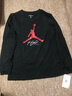 NIKE JORDAN 耐克AJ男童長(cháng)袖t恤【純棉】25夏季新款兒童衣服 正黑色【純棉】 150 /72 【建議身高140-152cm】 曬單實(shí)拍圖