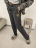FOX.G男士褲子男款休閑褲男褲秋季工裝褲運動(dòng)褲2025新款長(cháng)褲衛褲直筒褲 燈芯絨刺繡直筒褲灰色 L 【建議120斤以?xún)取?曬單實(shí)拍圖