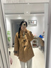 茵曼2025秋冬女裝新款 羊駝毛桑蠶絲雙面呢大衣拉毛牛角扣毛呢外套 駝色 S 曬單實(shí)拍圖
