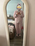 美標秋冬新款三層加厚夾棉睡衣女咖啡碳保暖可外穿休閑家居服棉質(zhì)套裝 豆沙紅 M （160/84A） 曬單實(shí)拍圖