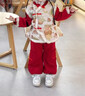 迪士尼女童加絨冬季漢服套裝拜年服女寶寶加厚唐裝新年裝中式保暖國風(fēng)潮 紅色 90 曬單實(shí)拍圖