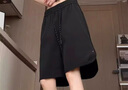 棉致美式高腰排扣工裝冰絲短褲女夏季薄款2025新款小個子寬松五分褲 黑色【D53高品質18】 2XL 140-160斤 曬單實拍圖