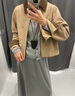 優(yōu)衣庫女裝紐花圓領(lǐng)針織開(kāi)衫/毛衣外套空調衫通勤秋冬新款481477 01 乳白色 M /160/84A 曬單實(shí)拍圖