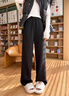 自由系闊腿褲女秋冬加絨新款高腰顯瘦寬松垂感香蕉直筒窄版羊毛休閑褲子 曬單實(shí)拍圖