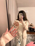 汐菡秋季開(kāi)衫連帽衛衣女款2025年最新款秋裝女外套春秋款百搭修身上衣 粉紅色 均碼 （可聯(lián)系客服備注碼數） 曬單實(shí)拍圖