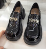 蜘蛛王厚底樂(lè )福鞋女鞋秋季漆皮粗跟增高單鞋英倫風(fēng)小皮鞋 黑色 36 曬單實(shí)拍圖