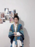恒源祥斗篷披肩女2025新款旅游穿搭圍巾民族風(fēng)麗江云南外搭薄款針織拼接 湖藍(模特同款) 曬單實(shí)拍圖