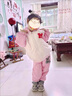 G.DUCKKIDS童裝女童套裝秋冬加絨兒童服裝女孩冬裝寶寶衣服加厚小童三件套 粉色三件套 120碼 曬單實(shí)拍圖