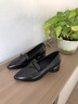 SUSTYLE國際高端品牌女裝2025冬季新款尖頭真皮中跟皮鞋女低跟軟皮軟底 黑色 34 曬單實(shí)拍圖