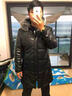 Dudant奢侈高檔品牌新款冬季皮革服男士連帽羽絨服修身中長(cháng)皮衣休閑夾克 黑色 M 100斤-110斤 曬單實(shí)拍圖