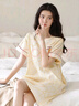 紫色花語(yǔ)【帶胸墊防尷尬】睡衣睡裙夏季女可外穿清涼家居服乳白色2XL 曬單實(shí)拍圖