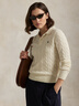 Polo Ralph Lauren 拉夫勞倫  女裝 25年秋季絞花編結Polo針織衫RL27243 100-奶油色 XS 曬單實(shí)拍圖