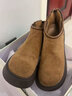 品牌斷碼雪地靴女冬季加絨2026新款翻毛皮短靴松糕厚底勃肯棉鞋 駝色【絨面】 36 曬單實(shí)拍圖