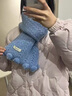 俞兆林韓系麻花針織毛線(xiàn)圍巾女新款冬季氛圍感情侶保暖百搭護頸圍脖禮盒 藍色 曬單實(shí)拍圖