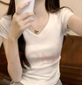 哈魯迪純棉短款正肩短袖t恤女2025年新款夏季修身時(shí)尚顯瘦高腰辣妹上衣 白色 XL 【115-125斤】 曬單實(shí)拍圖