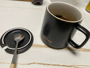 傳旗陶瓷馬克杯帶勺蓋咖啡杯牛奶杯早餐杯辦公杯男女茶杯描金白400ml 曬單實(shí)拍圖