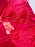 蕉內墜入愛(ài)盒303A性感蕾絲文胸罩女士紅內衣褲家居服睡衣裙3件套禮盒 曬單實(shí)拍圖