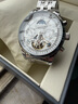 冠琴（GUANQIN）手表男機械表全自動(dòng)鏤空飛輪瑞士品質(zhì)防水夜光皮帶男士雙日歷手表 名匠-本色白面 曬單實(shí)拍圖