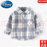 迪士尼（Disney）兒童長(cháng)袖格子襯衫秋裝男孩寶寶棉質(zhì)磨毛外套襯衣男童秋季嬰兒上衣 淺藍色小童格子衫 100 碼【建議身高90厘米】 曬單實(shí)拍圖