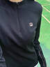 FILA 斐樂(lè )25冬季新款健身運動(dòng)半拉鏈瑜伽跑步內搭加絨保暖女子長(cháng)袖T恤 深黑-BK L 170/88A/L 曬單實(shí)拍圖