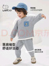 威爾貝魯（WELLBER）中小男女兒童運動(dòng)撞色休閑套裝假兩件衛衣褲子兩件套 淺麻灰 100 曬單實(shí)拍圖