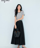 伊芙麗（eifini）朱珠代言2025新款大A擺中長(cháng)傘裙女量感顯瘦通勤質(zhì)感半身裙 黑色 加長(cháng)版 XL 130-145斤 曬單實(shí)拍圖